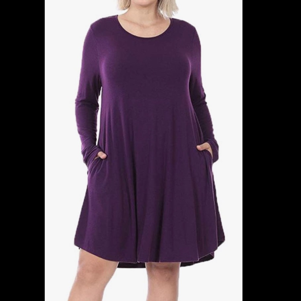Zenana Purple T-Shirt Cut Dress